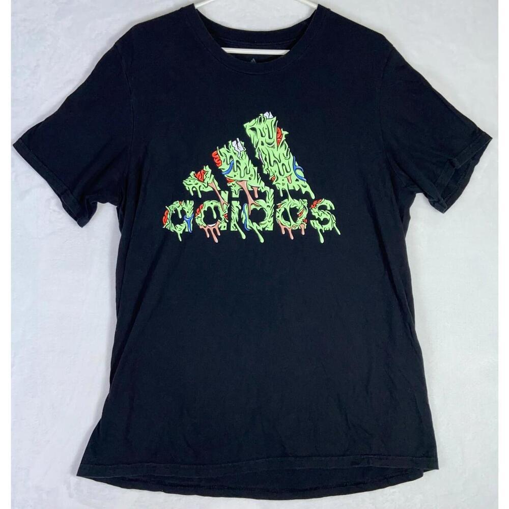 Adidas Soccer T Shirt Men’s Size L Black Big Logo Amplifier Tee Drip Pizza Large